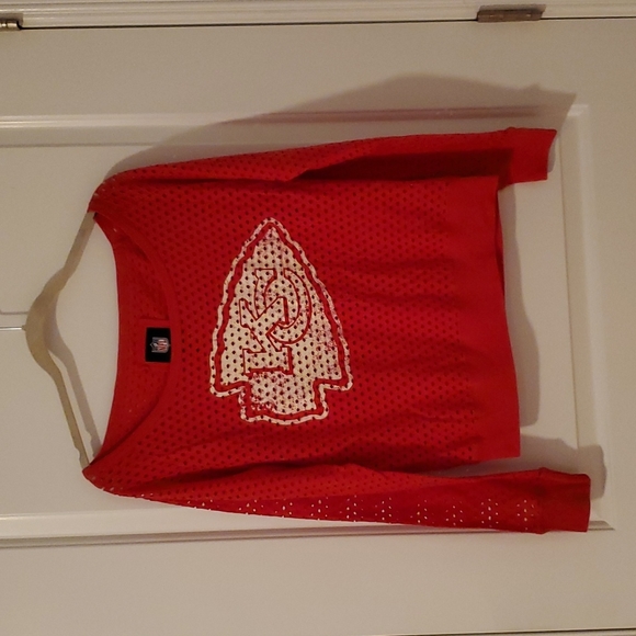 Kansas City Chiefs top. Long sleeve, size XL Open weave requires a cami - Picture 1 of 4